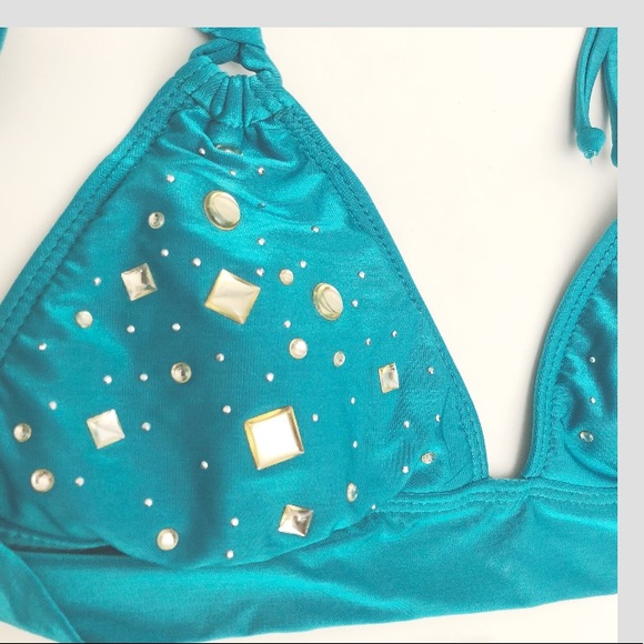 NWT Guess turquoise embellished 2piece swimsuit XS - Picture 4 of 6